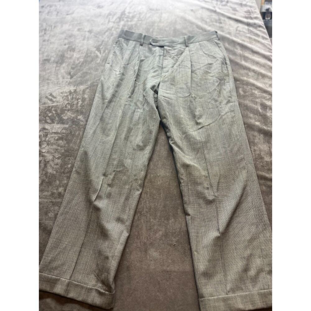 Jos. A. Bank Dress Pants Pleated Cuffed Mens Sz 34x30 Gray Executive Collection